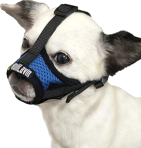 Vista 31 de Bozal para perros pequeños, XS para aseo y masticar, bozal de malla suave, sin ladridos, ajustable para evitar que se coman heces (color negro)