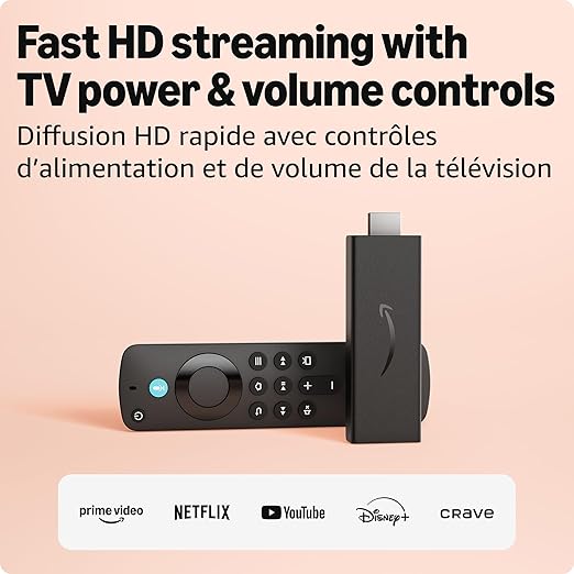 Amazon Fire TV Stick HD (newest model), free and live TV, Alexa Voice Remote, smart home controls, HD streaming