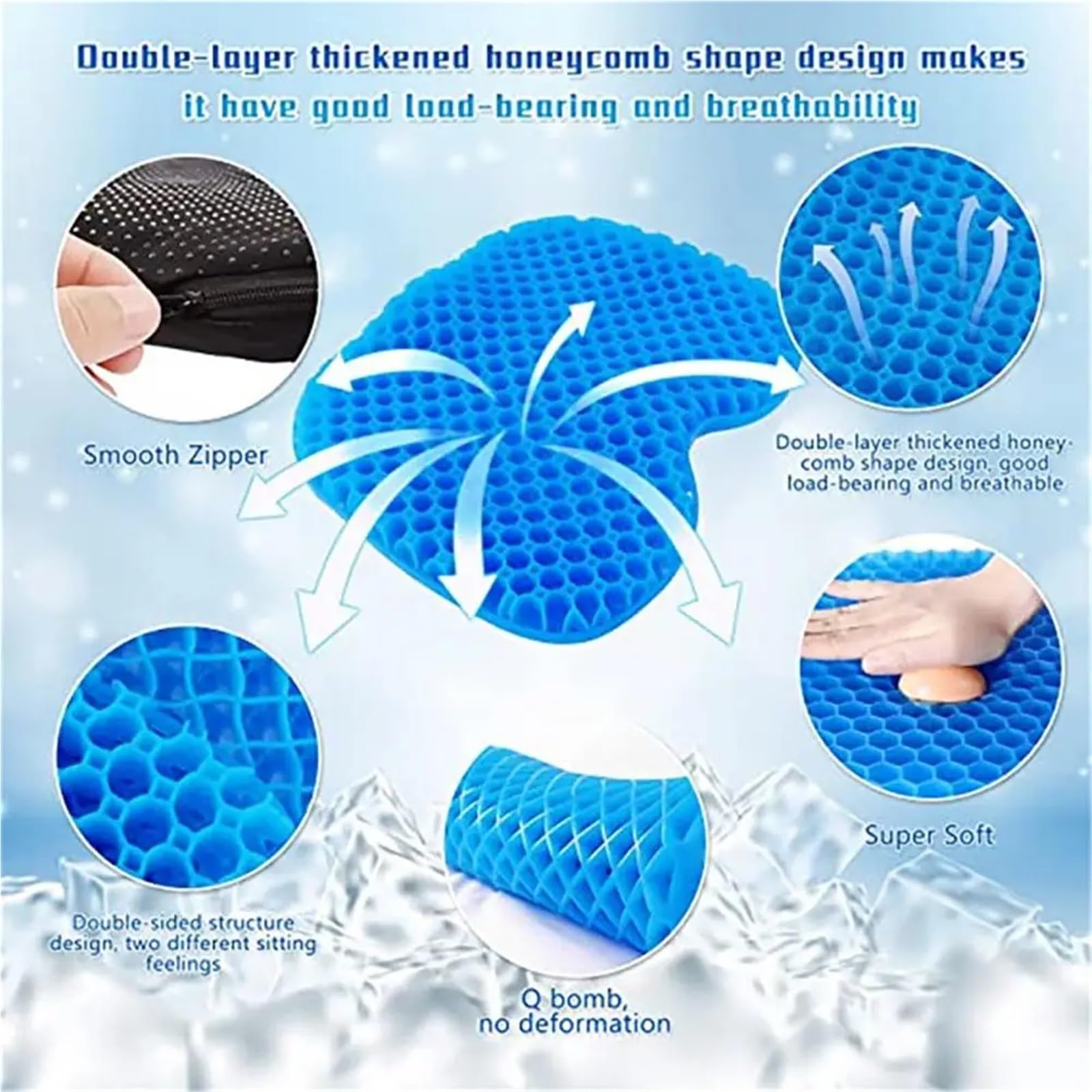 Cojín de Asiento de Kayak, Grueso, Impermeable, de Gel, con Funda Antideslizante, Inflable, for Canoa y Kayak.