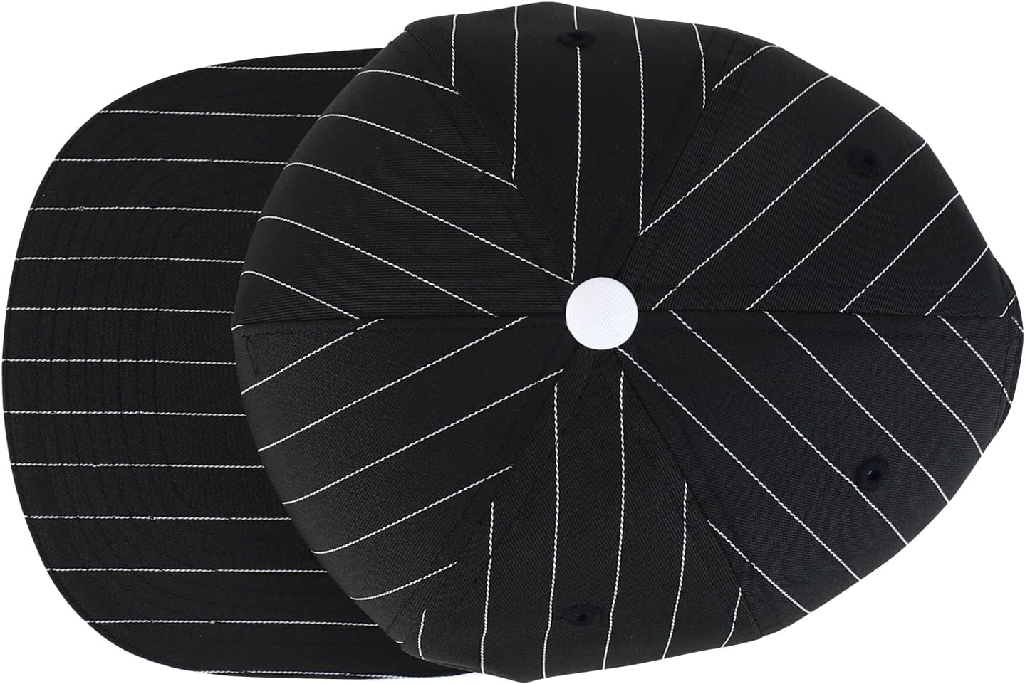 Trendy Apparel Shop 5 Panel Structured Pinstripe Flatbill Snapback Cap - Black White - Image 4