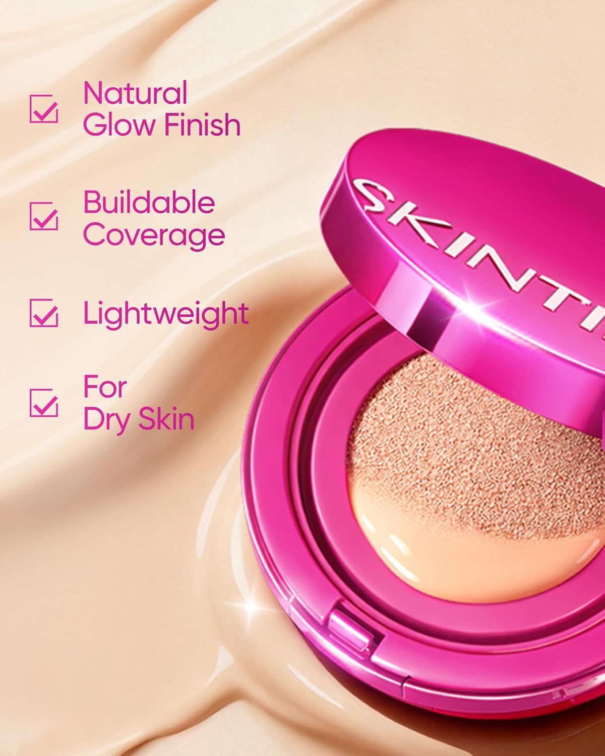 Pink Glow Cushion Foundation #03 Petal| Medium Coverage, Natural Dewy Glow Finish, Moisturizing for Dry Skin, Lightweight, Long-Lasting & Oxidation-Resistant - Image 7