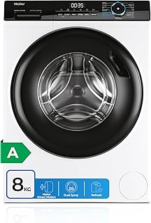 Haier I-Pro Series 3 HW80-B14939-IB- Lavadora Carga Frontal 8KG, Función Vapor, Motor Direct Motion, Tratamiento Antibacterias, 1400 RPM, Fin Diferido, Detector automático de KG, 15 programas, Blanco