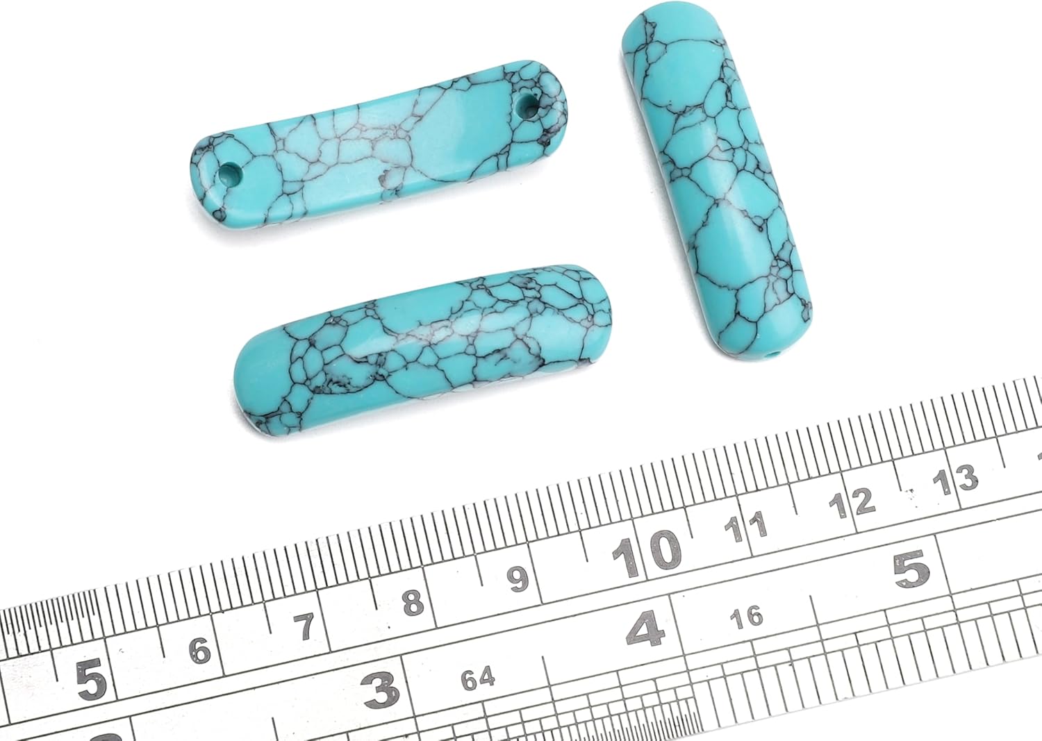 Curved Blue Turquoise Stone Beads 36x10mm 4pcs for DIY Bracelet Jewelry Making - Image 3