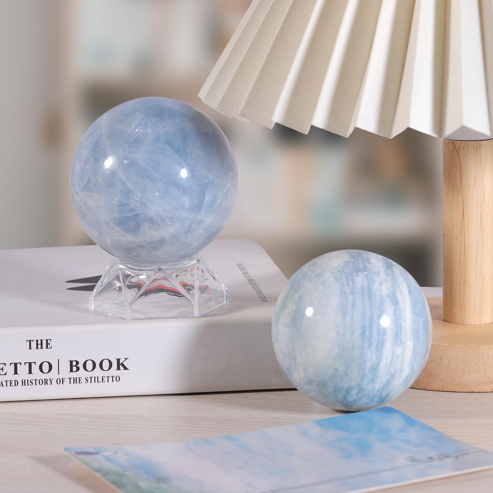 Nupuyai Celestite Crystal Ball with Acrylic Stand - Image 4