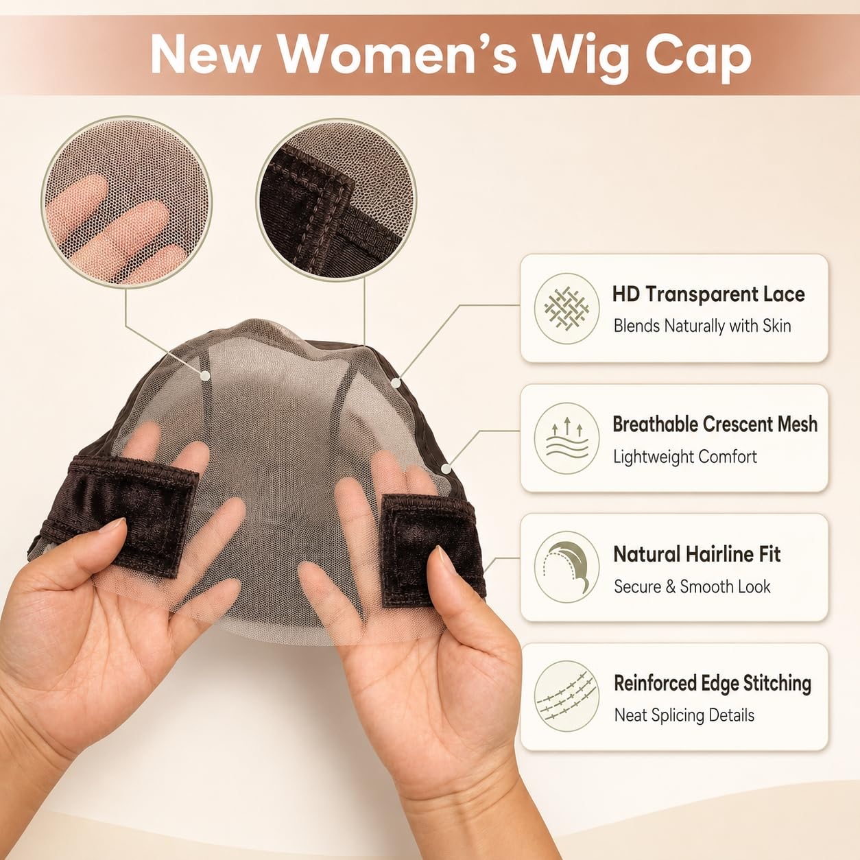 1 Pcs Wig Grip Cap for Glueless Wigs, Non Slip Wig Caps for Women with Adjustable Grip Band, 11x5 Lace Wig Grip Cap One Size Fits All, Brown (Brown)