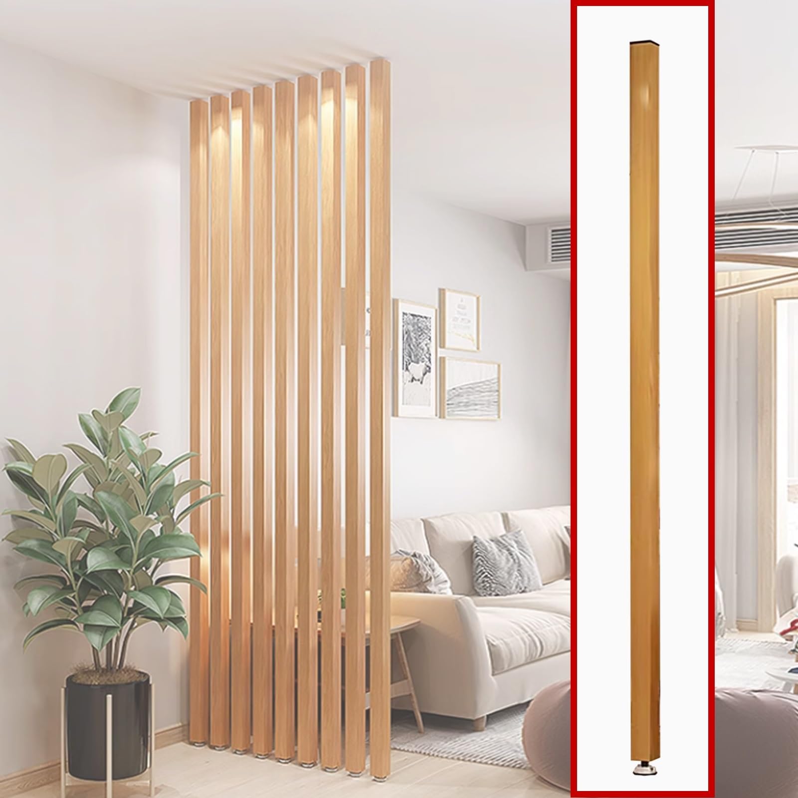 Modern Aluminum Room Divider - Adjustable Floor-to-Ceiling Metal Partition for Studio Hallway & Stairway - Sleek Slat Design Space-Saving Solution