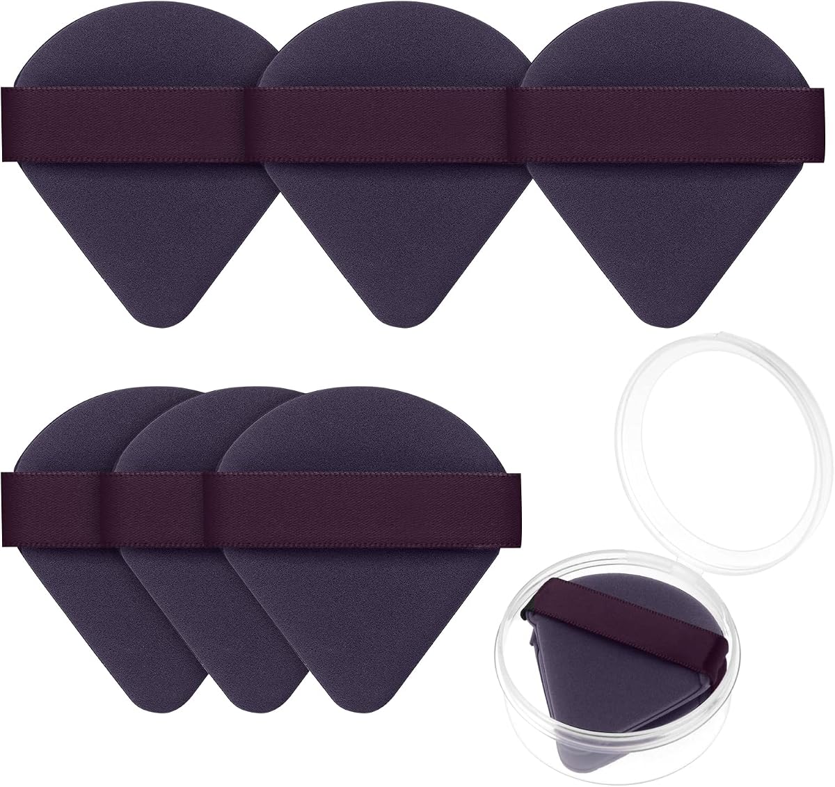 6PCS Air Cushion Makeup Sponges for Foundation, Triangle Powder Puffs | with Portable Case, Dry and Wet Makeup Sponges Double-Sided Reuse,Latex-Free Blending Sponge for Foundation,Cream,Concealer