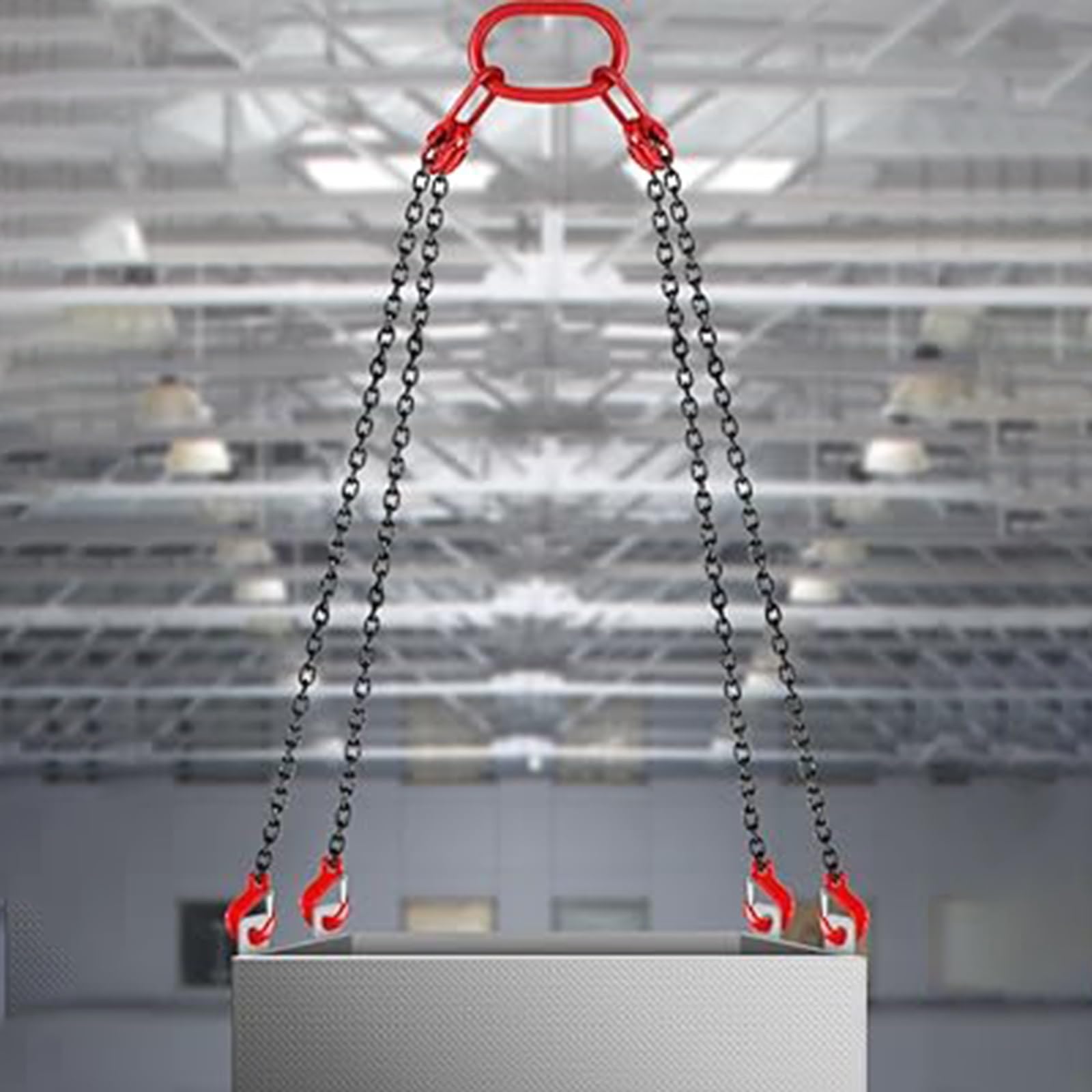 Élingue à chaîne 4 brins robuste, capacité 2 tonnes, longueur 150 cm, marquage standard, idéale pour le levage, la construction, les mines, la production industrielle et les applications por