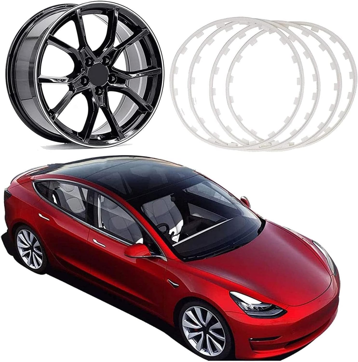 合金ホイールプロテクター 車のホイールリムプロテクターリング 車の車両ホイールリムプロテクター 装飾ストリップ 4個 / 16-20