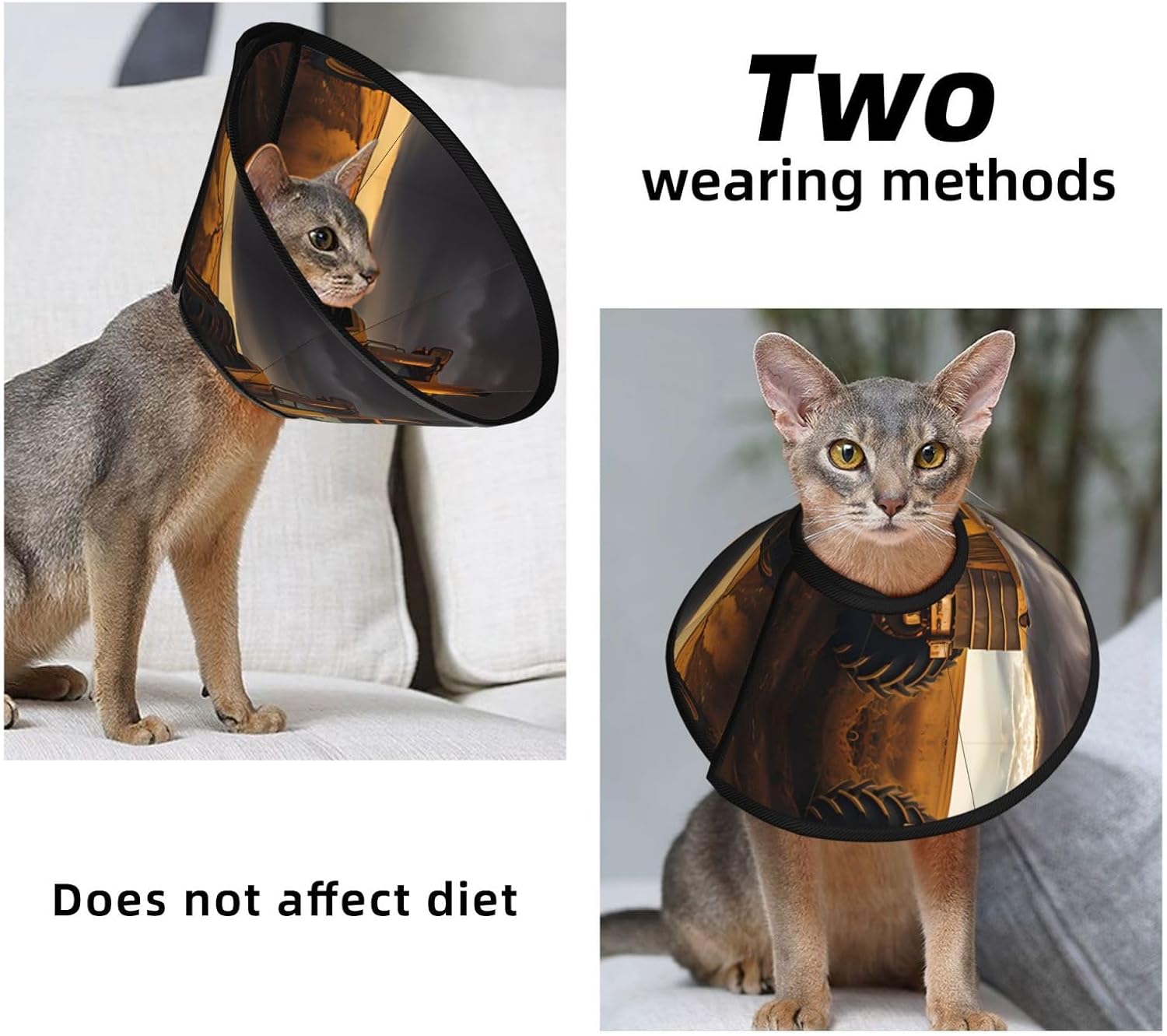 Custom Pet Cones - Unique Design Cat & Dog Cone, Collar for Post-Surgery Recovery, Adjustable Neck Thundertractorgold Large