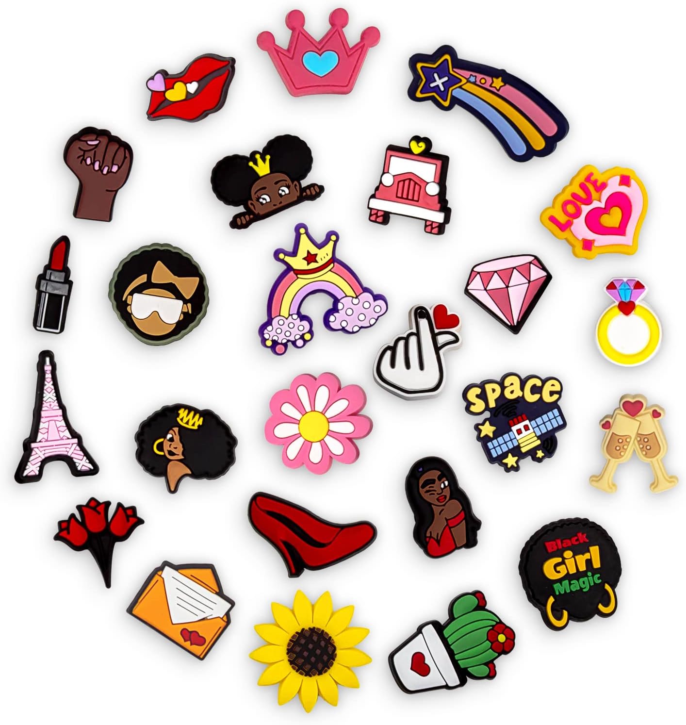 INMAKERShoe Charms, 25 100 PCS Decoration Charms for Girls Women Kids and Men