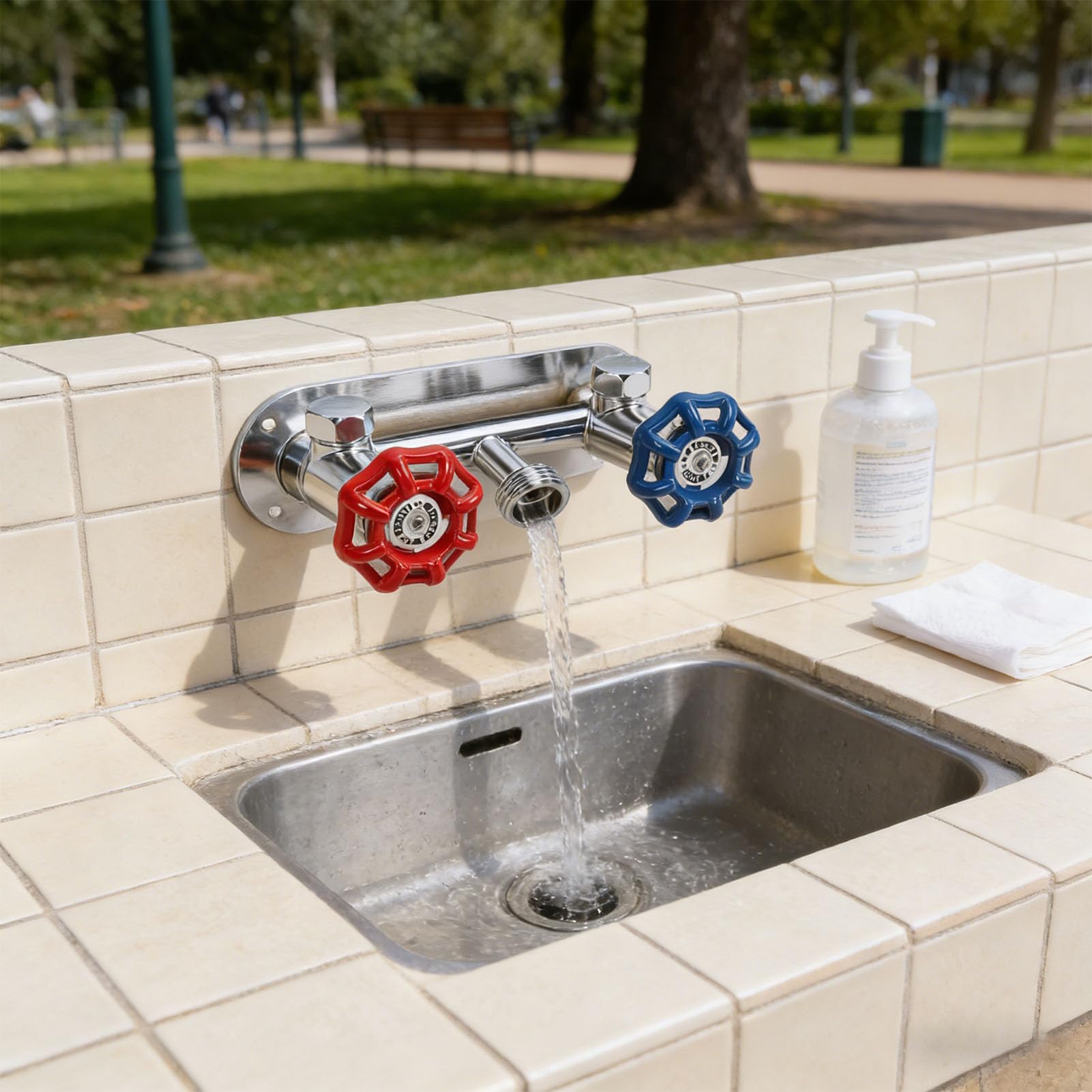 ASHATA Grifo de Agua para Exteriores sin Escarcha de 4 Pulgadas, Grifo de Agua Fría y Caliente para Exteriores, con Válvula de Alivio de Vacío, Roscas de 1/2 Pulgada X GHT de 3/4
