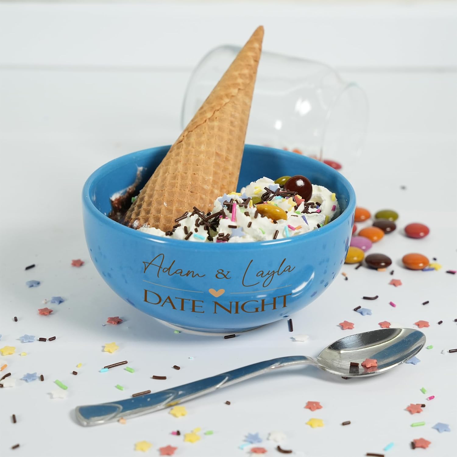 Personalized Couple Ceramic Ice Cream Bowl, Custom Engagement Gift, Movie Night Snack Bowl, Modern Ceramic Small Bowls, Gift for Couples