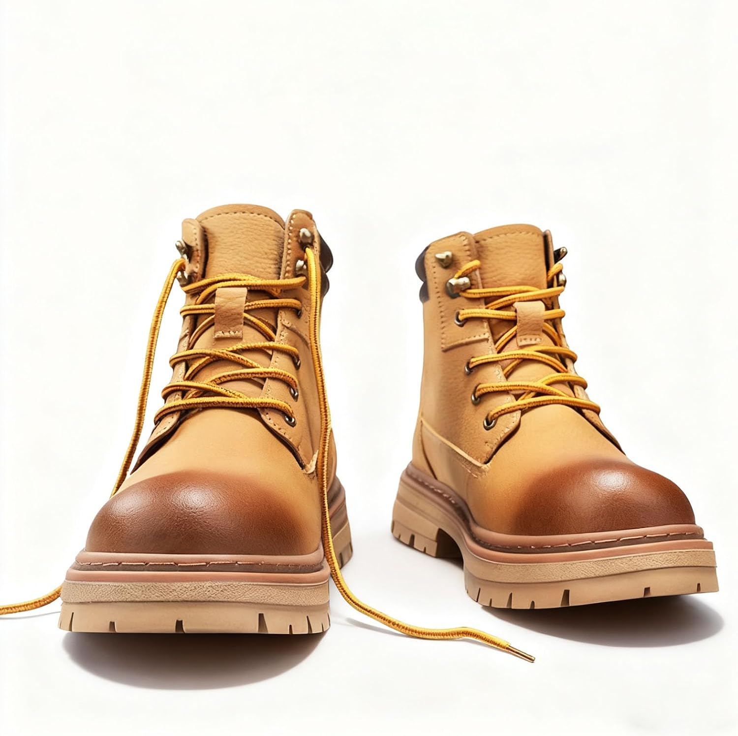 Men'S Vintage Leather Lace Up Motorcycle Combat Boots Classic Round Toe Non Slip Platform Block Heel Ankle Boots Casual Outdoor Party Riding Chukka Boots