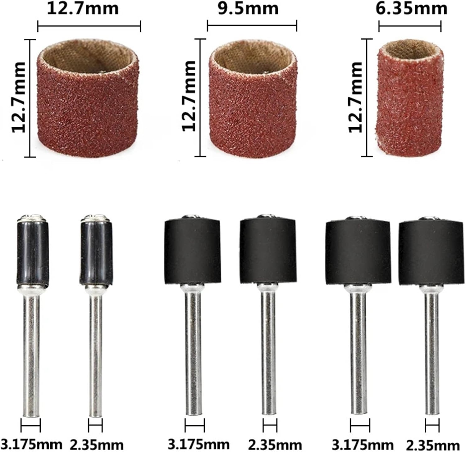 384pcs Sanding Bands Kit Grit 80 120 240 320 400 600 Sandpaper with 1/4 1/2 Sanding Drum for Rotary Tool Polishing