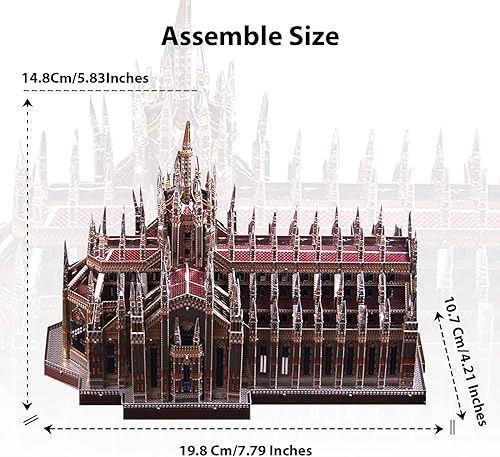 Miniatura 3 de Microworld Kit de construcción de modelos de rompecabezas de metal 3D, kit de construcción de modelos de arquitectura de la catedral de Milán de