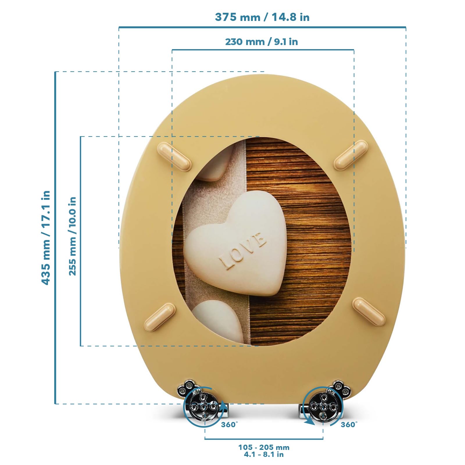 SANFINO® Premium toiletbril met softclose – hoogwaardige toiletdeksels van hout, veel kleurrijke motieven, hoge zitcomfort, eenvoudige montage inclusief montagehandleiding – Open-Closed