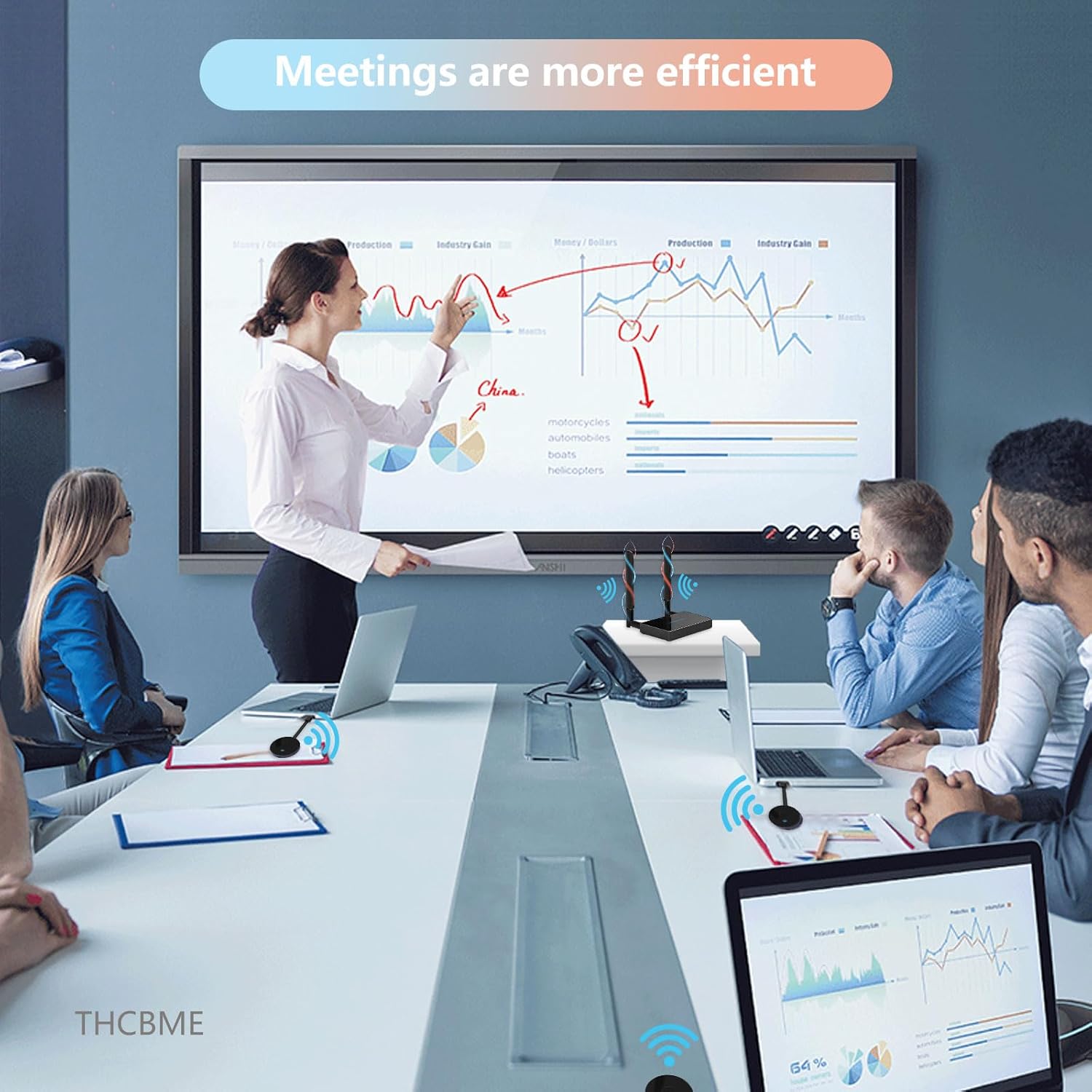 Transmitter and Receiver 2sets/Mini Projector with WiFi and Bluetooth Also Project Dual 5G Transmission Distance 30M/98FT Audio Streaming Media Players for Laptop/PC to TV LCD