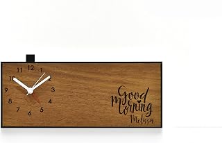 Modern Alarm Clock - Laser Engraved Rectangle Wooden Clock - Analog - No Ticking - Creative Gift - Custom Name - Gift for Mom - Gift for Her