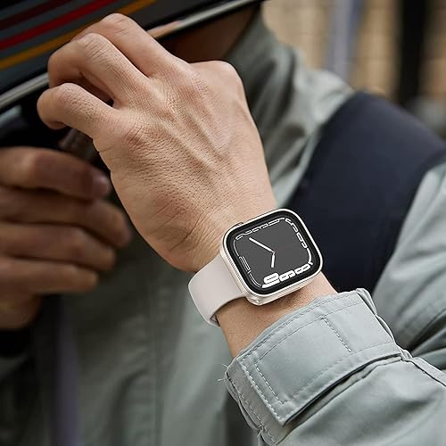 Miniatura 6 de Funda de reloj impermeable compatible con Apple Watch Series 8Series 7 1.614 pulgadas 1.772 pulgadas protector de pantalla de vidrio templado