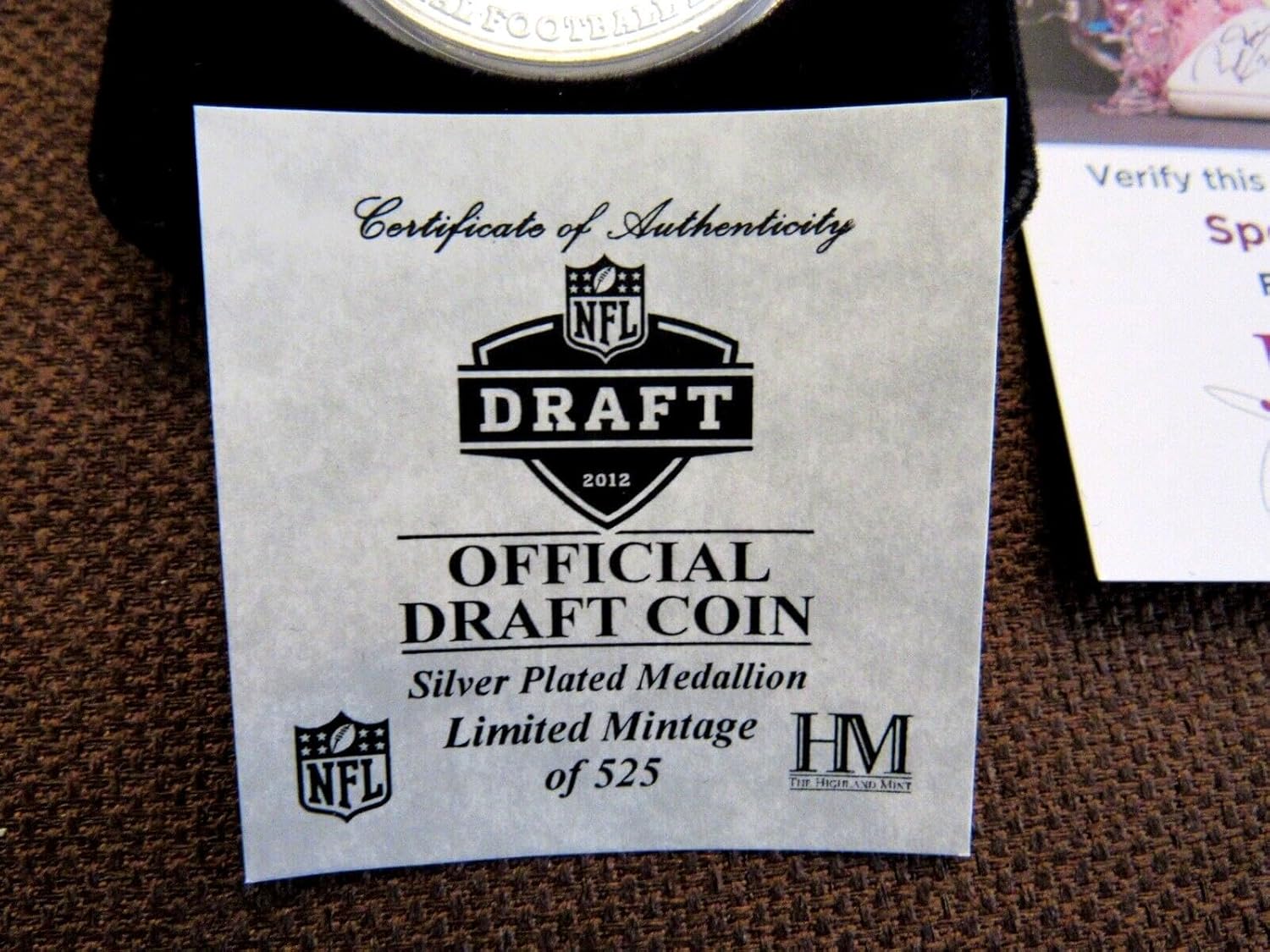 2012 Official Nfl Draft Coin Signed Auto Terrell Owens Lavar Arrington Jsa - NFL Photomints and Coins