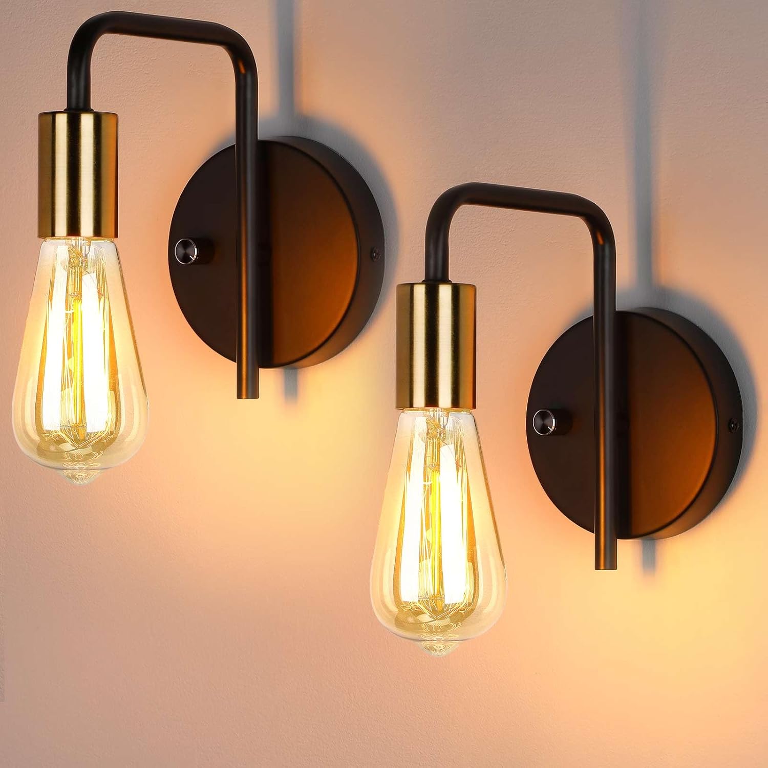 ENCOFT 2 Pack Wall Lights Dimmable Indoor, Retro Wall Lamp with Dimmer