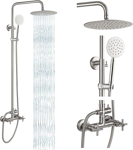 Miniatura 10 de gotonovo SUS304 accesorio de ducha al aire libre Sistema de ducha de alta presión Combo montaje en pared 2 doble función grifo de ducha conjunto