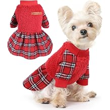 Dog Sweater Dog Winter Clothes for Small Dogs Boy Girl Fall Puppy Dress Warm Fleece Chihuahua Yorkie Teacup Doggie Sweaters Dresses Doggy Sweater for Small Dogs Girl Cat Outfits, Red, XS