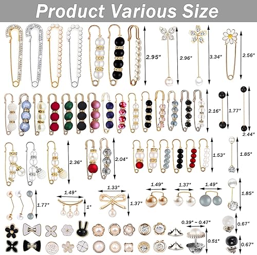 Miniatura 5 de 72 broches para suéter, chal, sombrero, clip, broches de perlas de imitación dobles para mujeres y niñas, botones de moda para cubrir ropa,