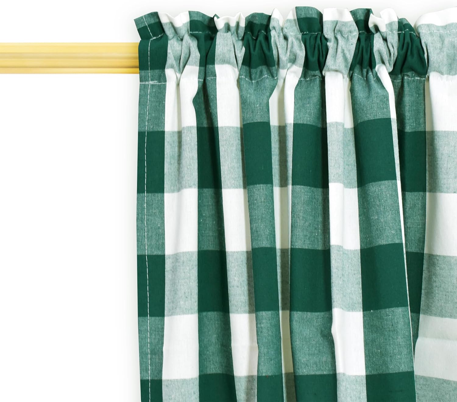 3 Pieces Tier Curtains and Valance Set Buffalo Check Kitchen Tiers Plaid Gingham Rod Pocket Classic Short Small Cafe Curtains Country Farmhouse Cafe Bathroom 54"x18"/27"x36" Dark Green & White