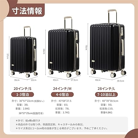 Amazon.co.jp: [Spyplan] スーツケース 拡張機能付き キャリー