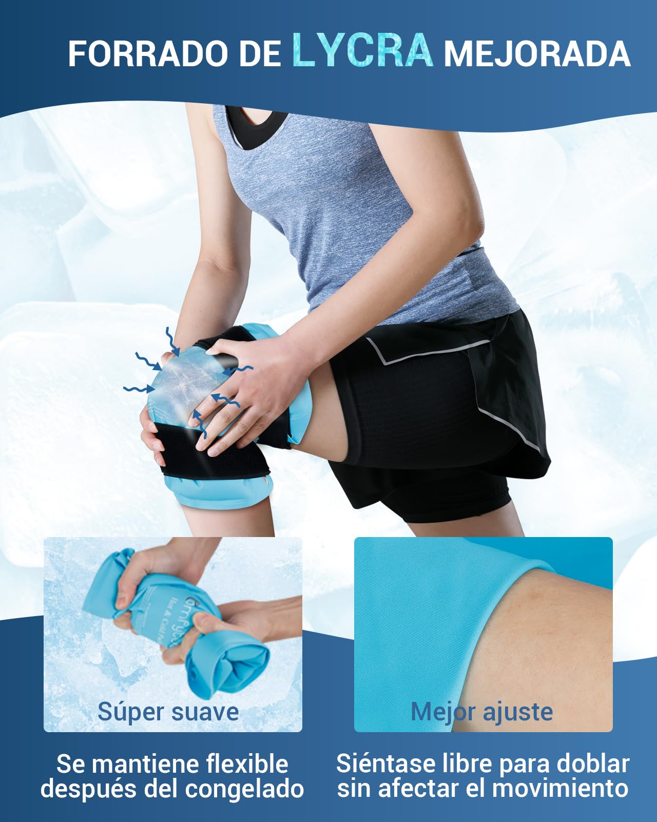 Comfytemp Bolsa de Hielo para Aliviar el Dolor de Rodilla, Terapia de Frío Caliente Reutilizable Gel Frio para Lesiones en La Rodilla, Hinchazón, Esguinces, Cirugía de Reemplazo, Hielo para Lesiones