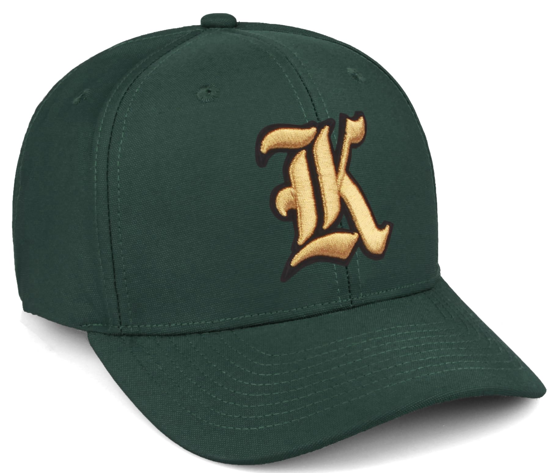 Daxton Premium Mid Profile Hat Semi Curved Visor Cap Black Gold Gothic Embroidered A to Z Letter Number Initial