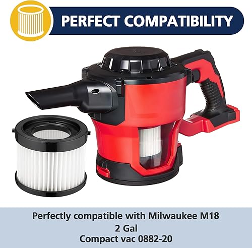 Miniatura 2 de Cabiclean Filtro seco HEPA de repuesto compatible con Milwaukee 49-90-0160, 49-90-1951, apto para aspiradora compacta 0882-20 M18, paquete de 2