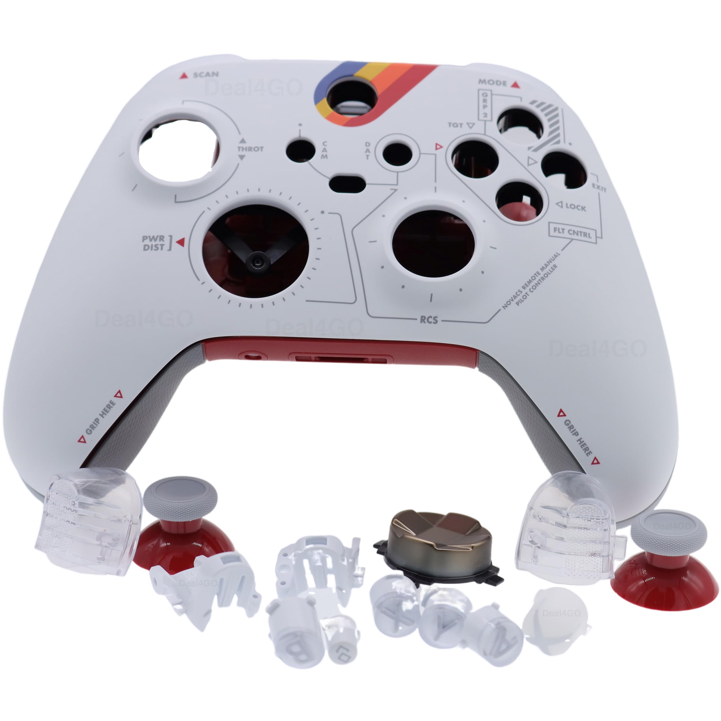 Deal4GO - Kit completo de cubierta de carcasa con botones para parachoques de pulgar de repuesto para Xbox Series X|S Controller (edición Starfield blanca)