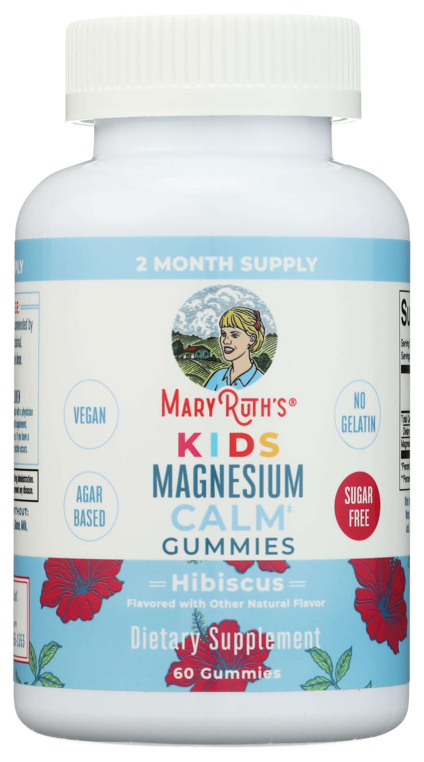 Kids Magnesium Citrate Gummies by MaryRuth's | 2 Month Supply | Sugar-Free | Calm Magnesium Gummies for Kids 2+ | Bone Health | Calcium Absorption | Vegan | 60 Count