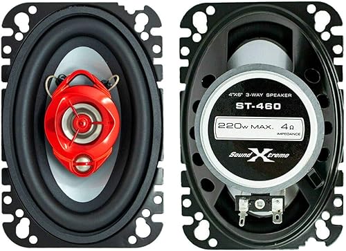 Miniatura 2 de Soundxtreme ST-460 4 x 6 pulgadas, 3 vías, 440 vatios, manejo de potencia máxima, altavoces coaxiales de audio para automóvil, clasificación CEA con