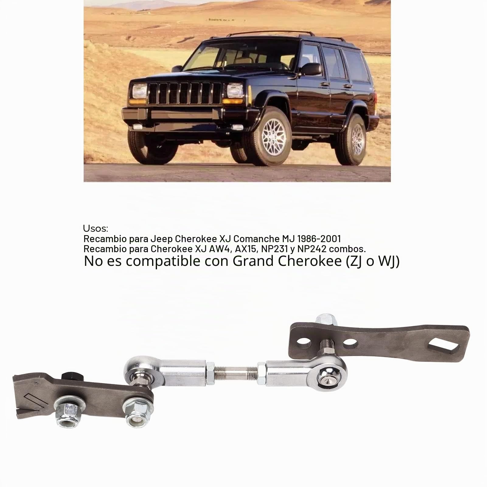 Kit de Varillaje de Caja de Transferencia Reemplazo a Prueba de óxido de Acero Inoxidable Plateado para Jeep Cherokee XJ Comanche MJ 1986‑2001 Componentes de Varillaje de Caja