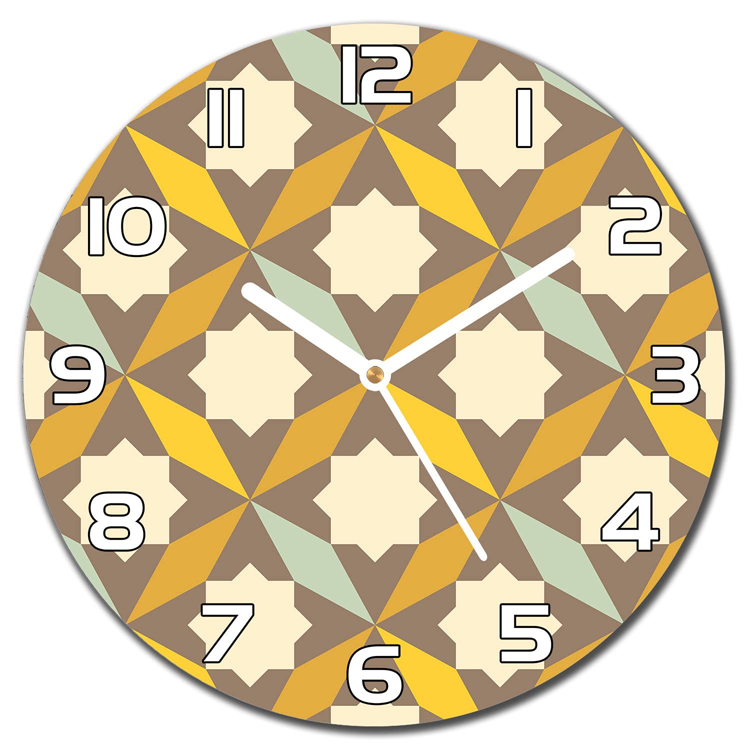 Horloge en verre 30 cm Abstrait Rétro Géométricbrown Coloray pour salon