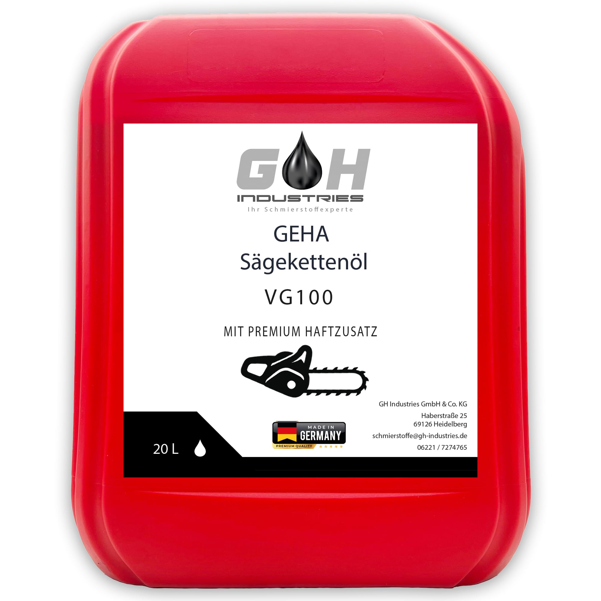 Sägekettenöl VG 100 | 60 L | Hochwertiges Kettenöl für Motorsägen | Starke Haftung & Verschleißschutz | kompatibel mit Stihl, Husqvarna, Makita & Dolmar | Profi Kettensägenöl | GEHA