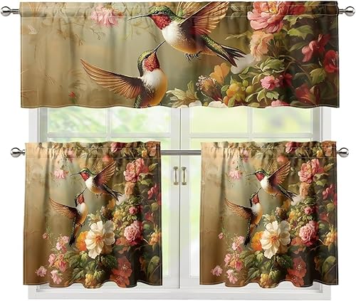 Miniatura 9 de Cortinas de Cocina con Patrón de Gallo Juego de 3 Piezas Elegante Juego de Cortinas de Cocina y Cenefas Elegante Juego de Cortinas de Sombra para