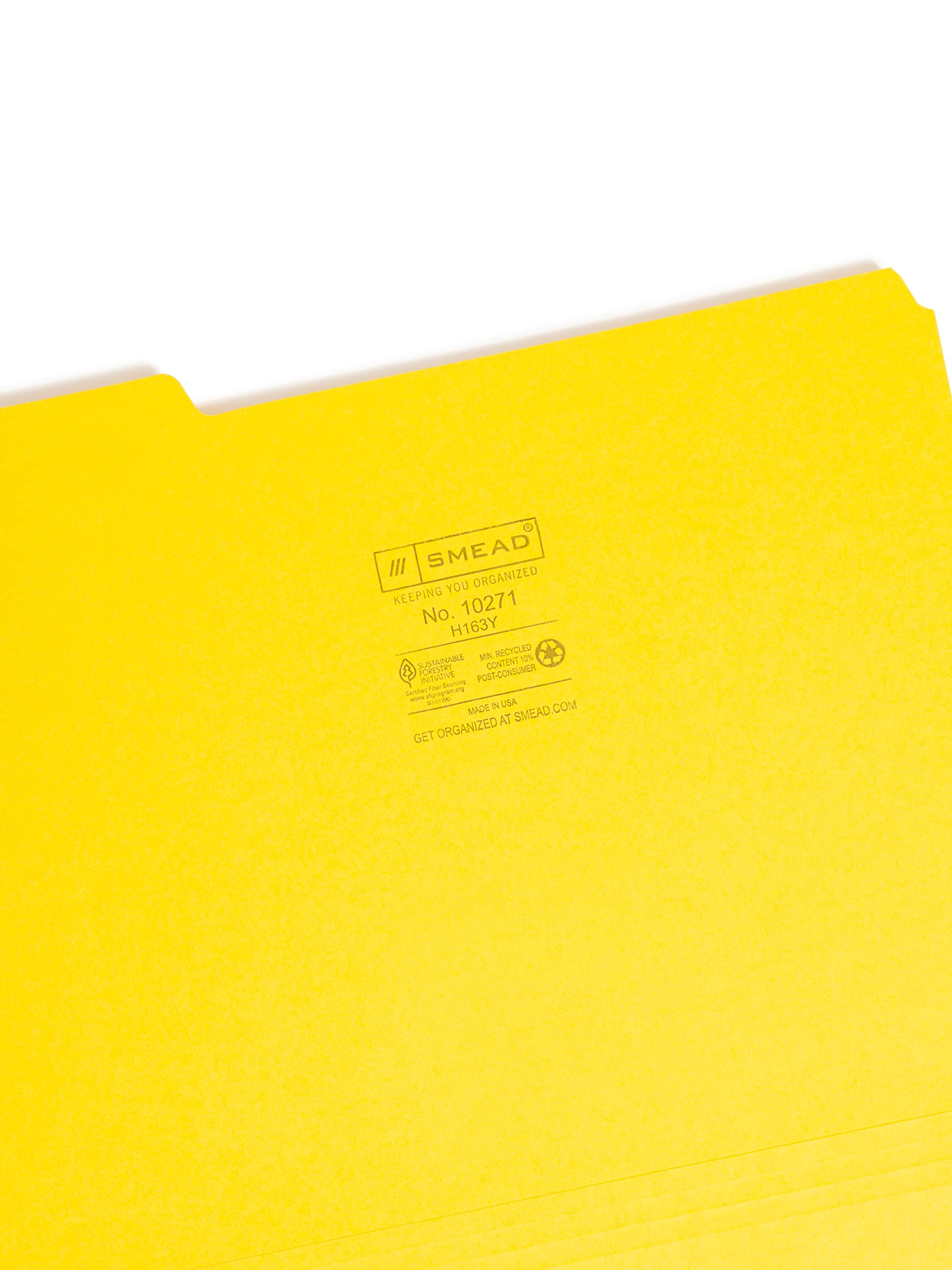 Smead Folders 1/3 Cut Letter Yellow (100) Plastikowy Żółty plik - pliki (Plastik, Żółty, List, 295,3 mm, 233 mm)