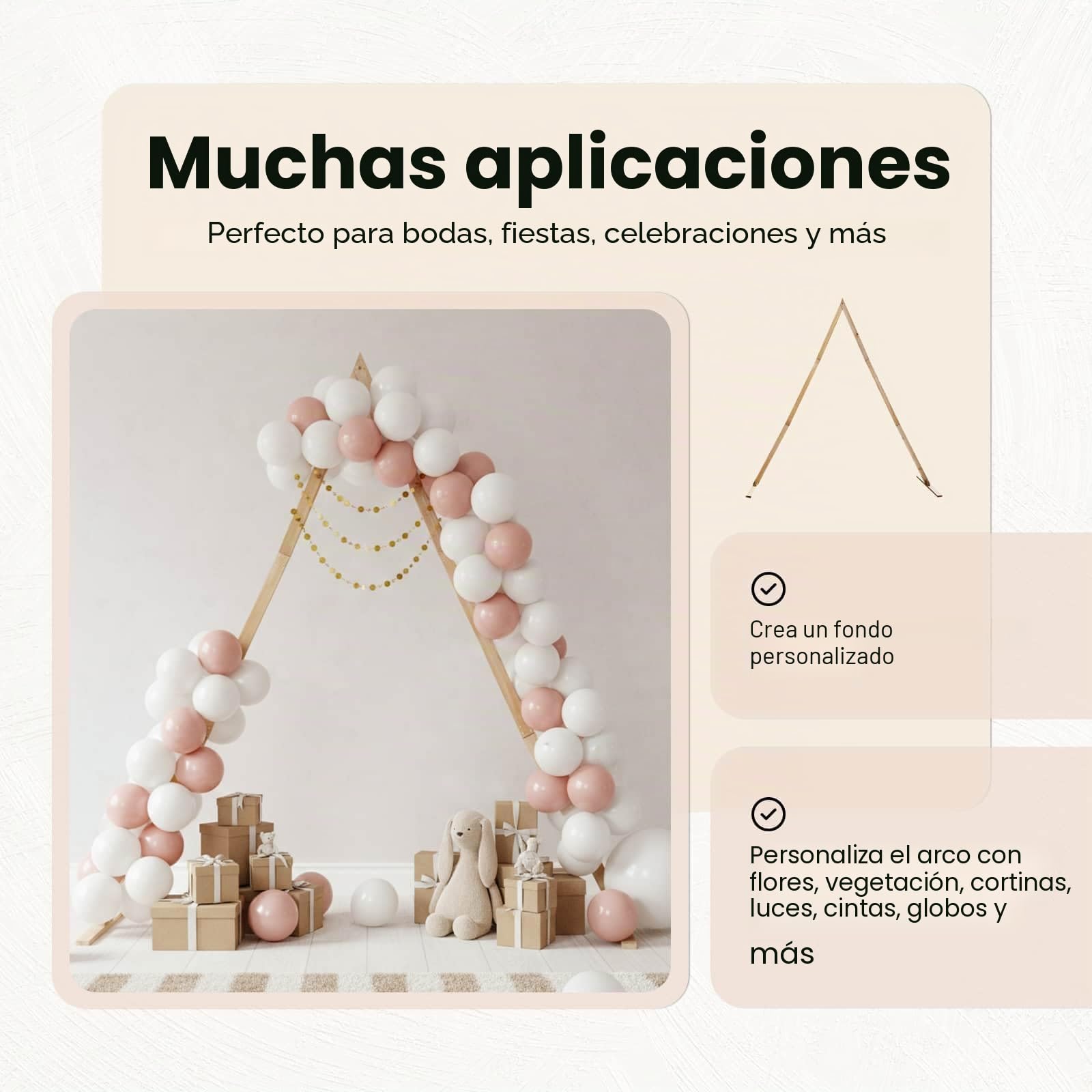 vidaXL Arco de Boda Marrón Claro 202 x 95 x 254 cm