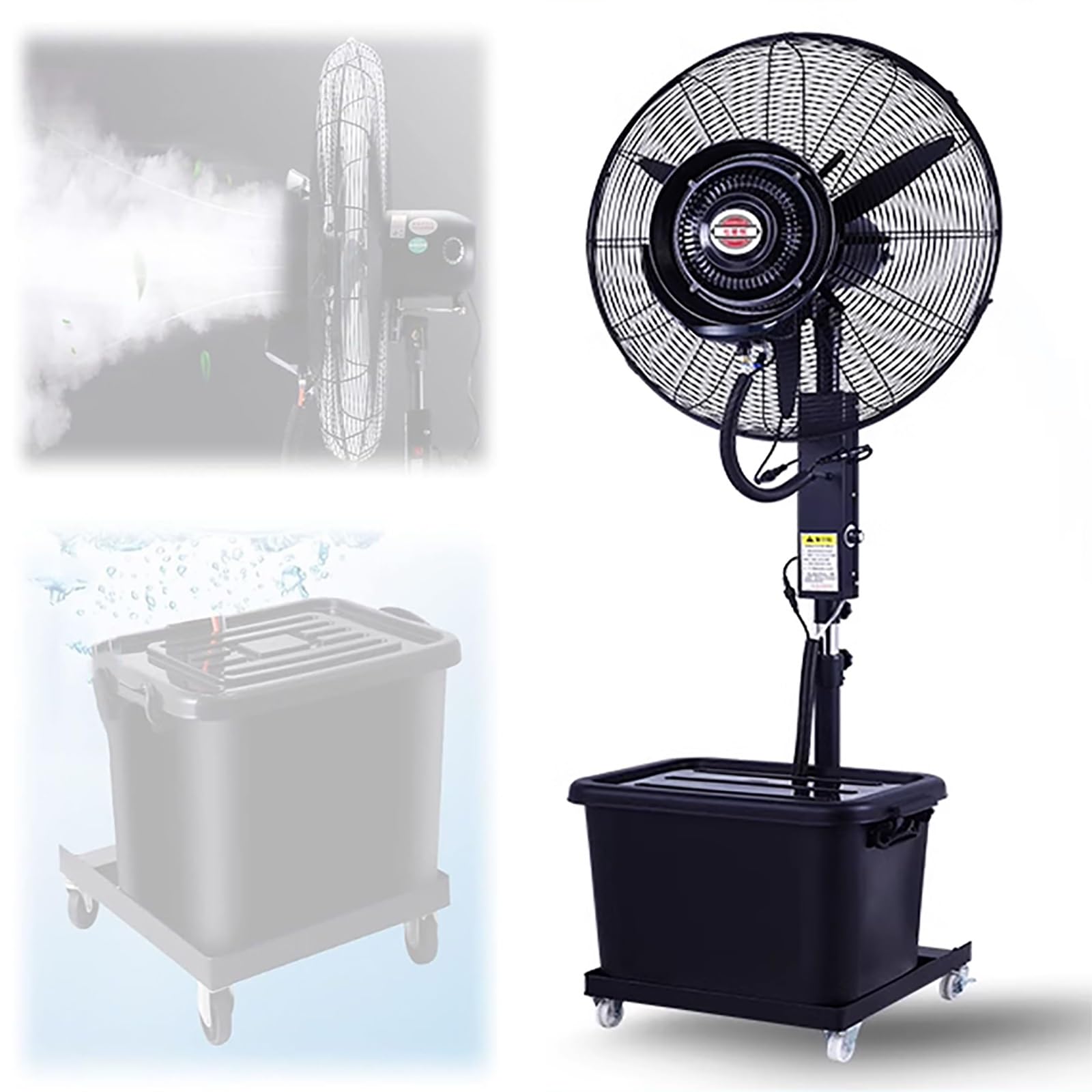 asdchZen Oscillating Pedestal Fan With Mist, 3 Speeds, 40L Tank, For Patio Restaurant Garage Gym Factory Workshop,One Color-81cm/31.2in