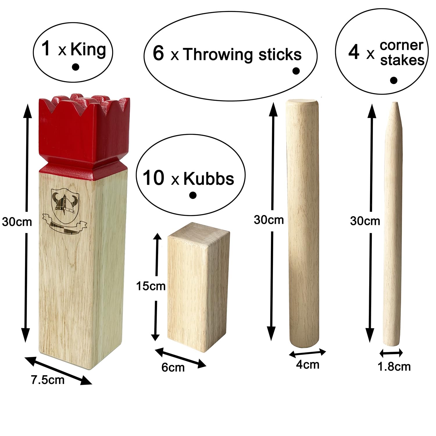 Kubb Spiel-Wurfspiel- Hartholz Wikinger Spiel-Premium Kautschukholz Hinterhof-Wurfspielzeug (mit Tragetasche, Regulation Size)