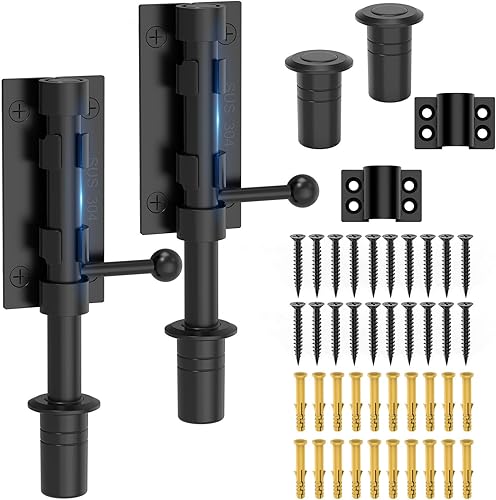 Perno deslizante para puerta, cerrojo de barril, 6.3 pulgadas, resistente, acero inoxidable 304, acabado negro para valla de madera, puerta de