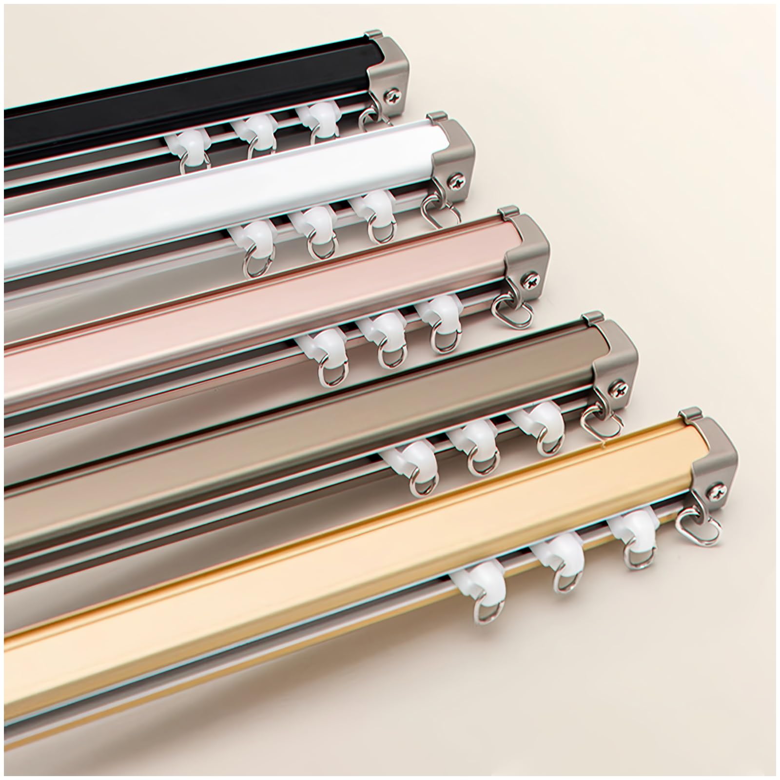 3.2Ft-19.6Ft Curtain Track, Aluminum Alloy Ceiling Track, Curtain Track System, Thickness 2.0Mm, For Straight & Bay Window Rail Top or Face Fix all Fixings(White,1.6m/5.24FT(2 * 0.8m))