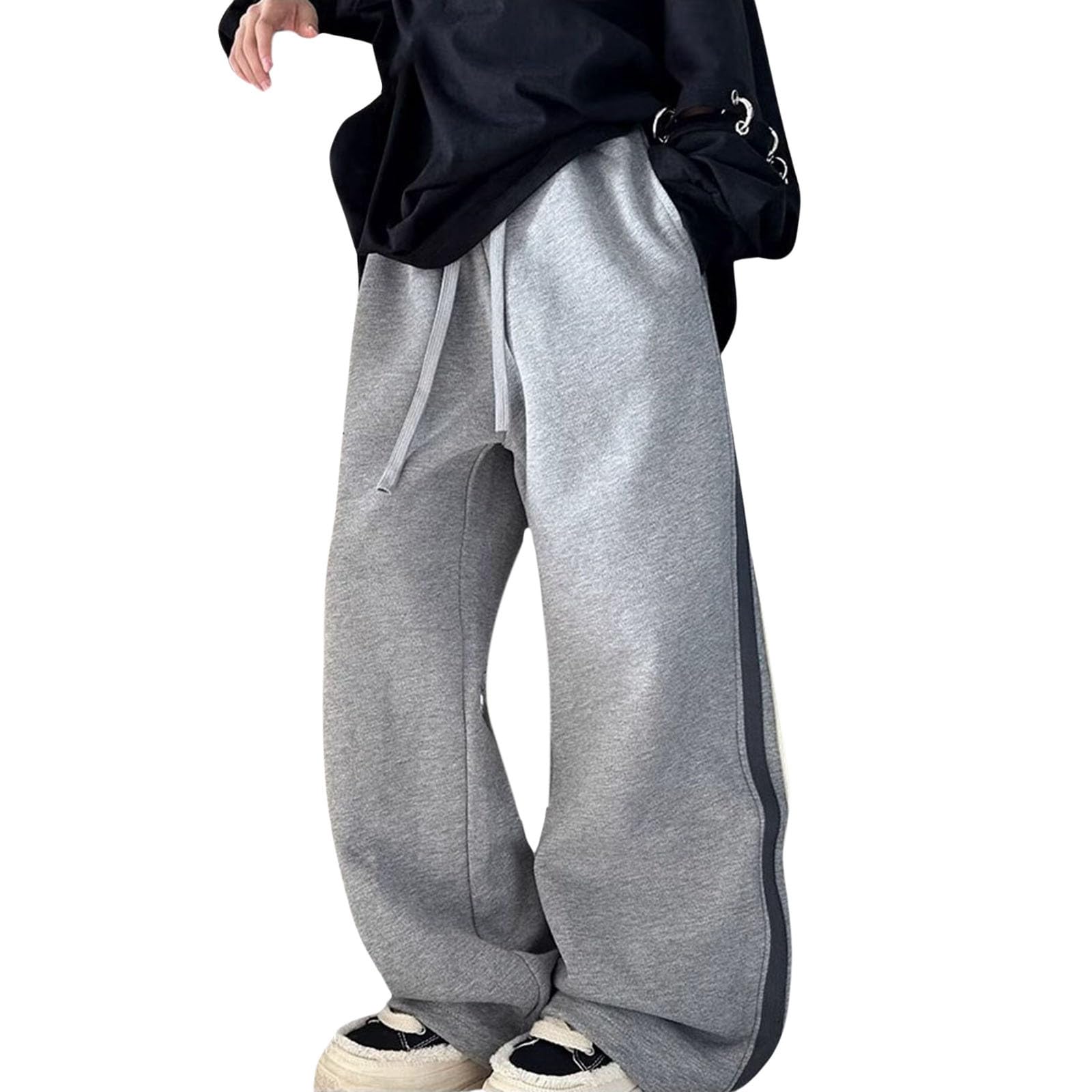 Cokbyavla Women's Grey-E Junior Uniform Pants For Teen Girls, Gray Uniform Pants For Girls Clothes Teen 14-16 Aesthetic Cargo 10-12 Kid Elastic Waist Bell Bottom Gir Kid 10-12 Years