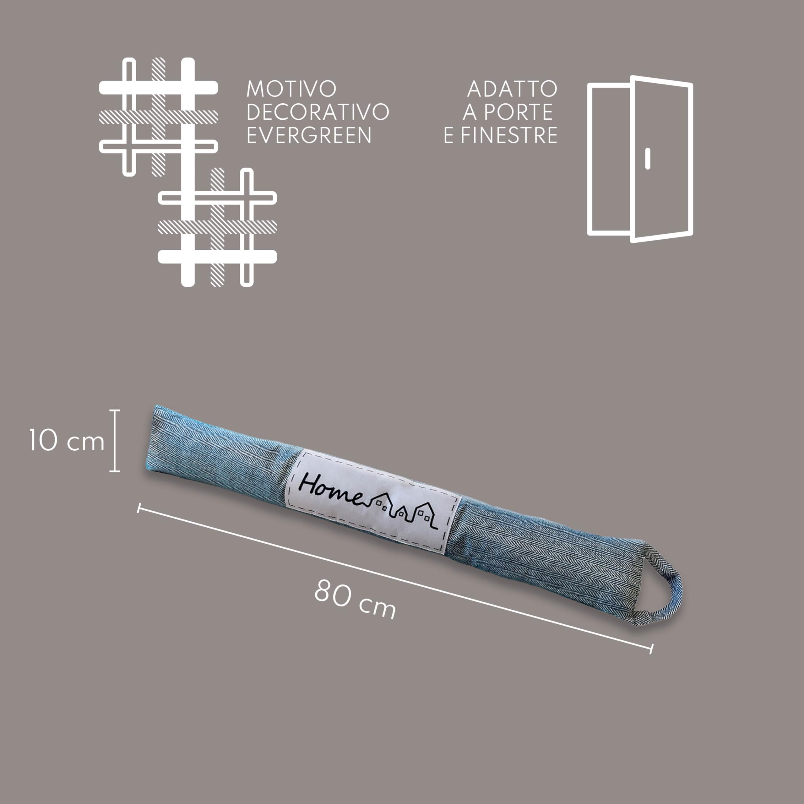 Sweet Home Zugluftstopper für Türen und Fenster, geeignet für gepanzerte Tür, aus Polyester, praktischer Zugluftstopper mit Griff, 80 cm lang und 10 cm Durchmesser