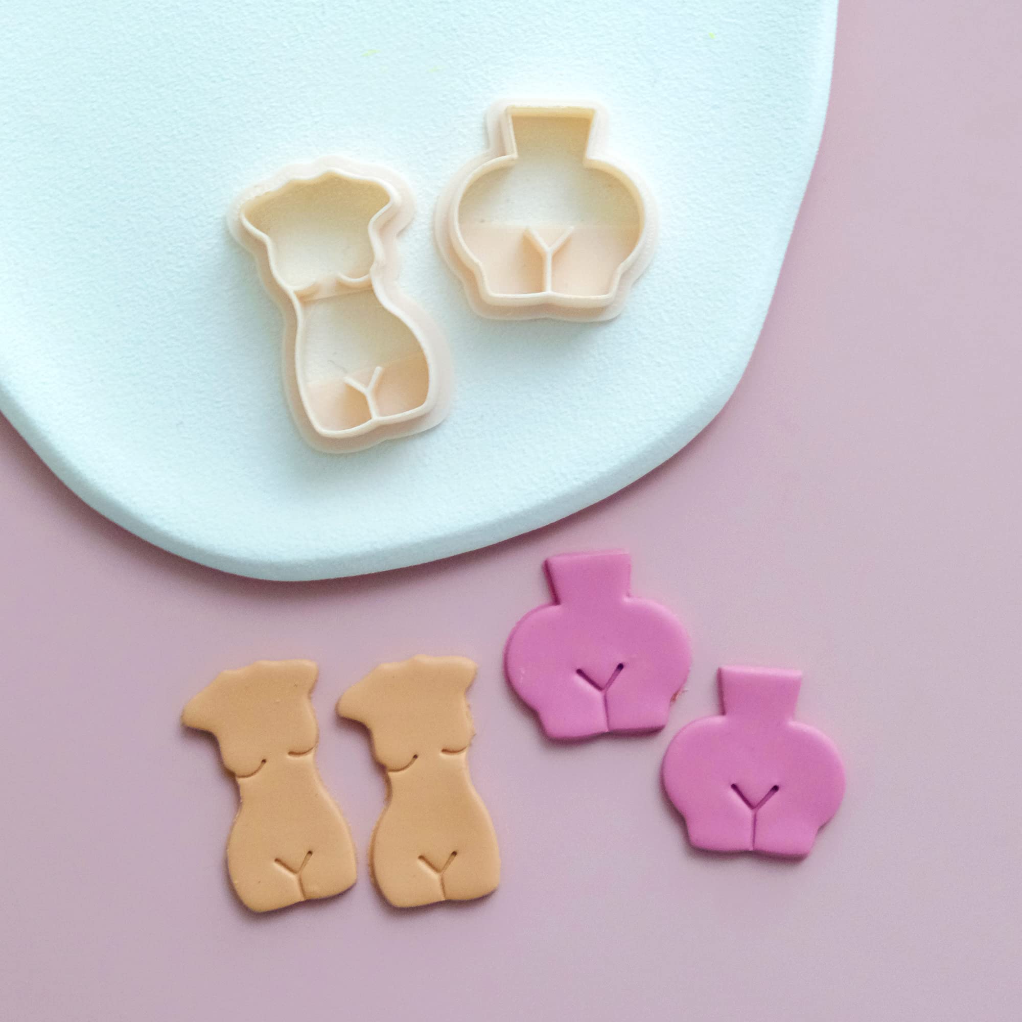 2Pcs Polymer Clay Cutters for Earrings, Plastic Clay Cutters for Polymer Clay Jewelry, Female Body Clay Earring Cutters for Polymer Clay, Clay Earring Making Kit and Polymer Clay Earring Kit